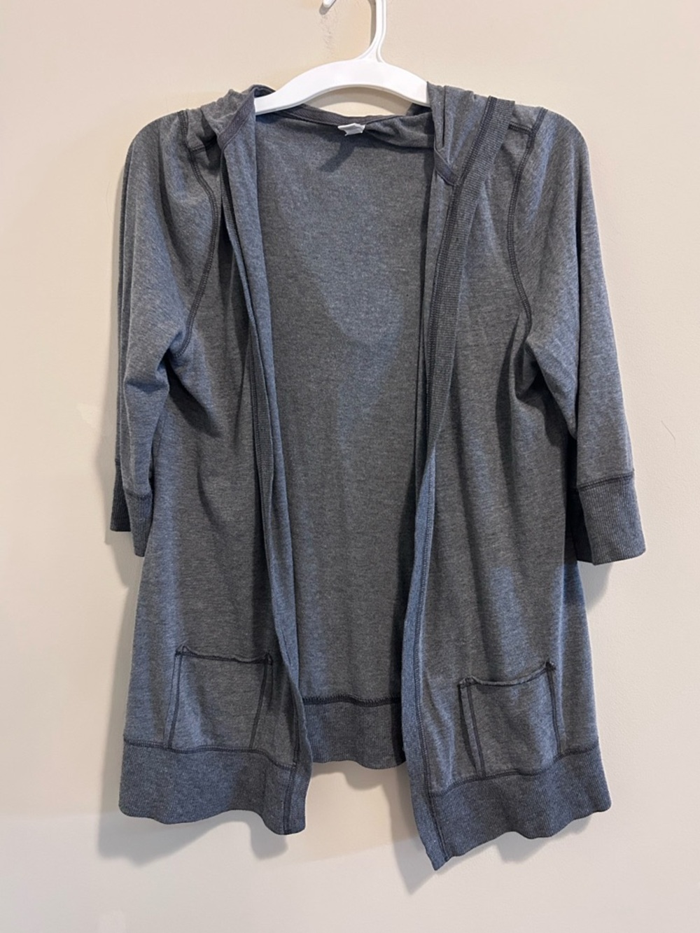 Old‎ Navy Charcoal Gray Tee Shirt Open-Front Hoodie Cardigan